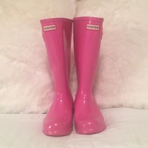 Worn once, Tall pink Hunter Boots 💕